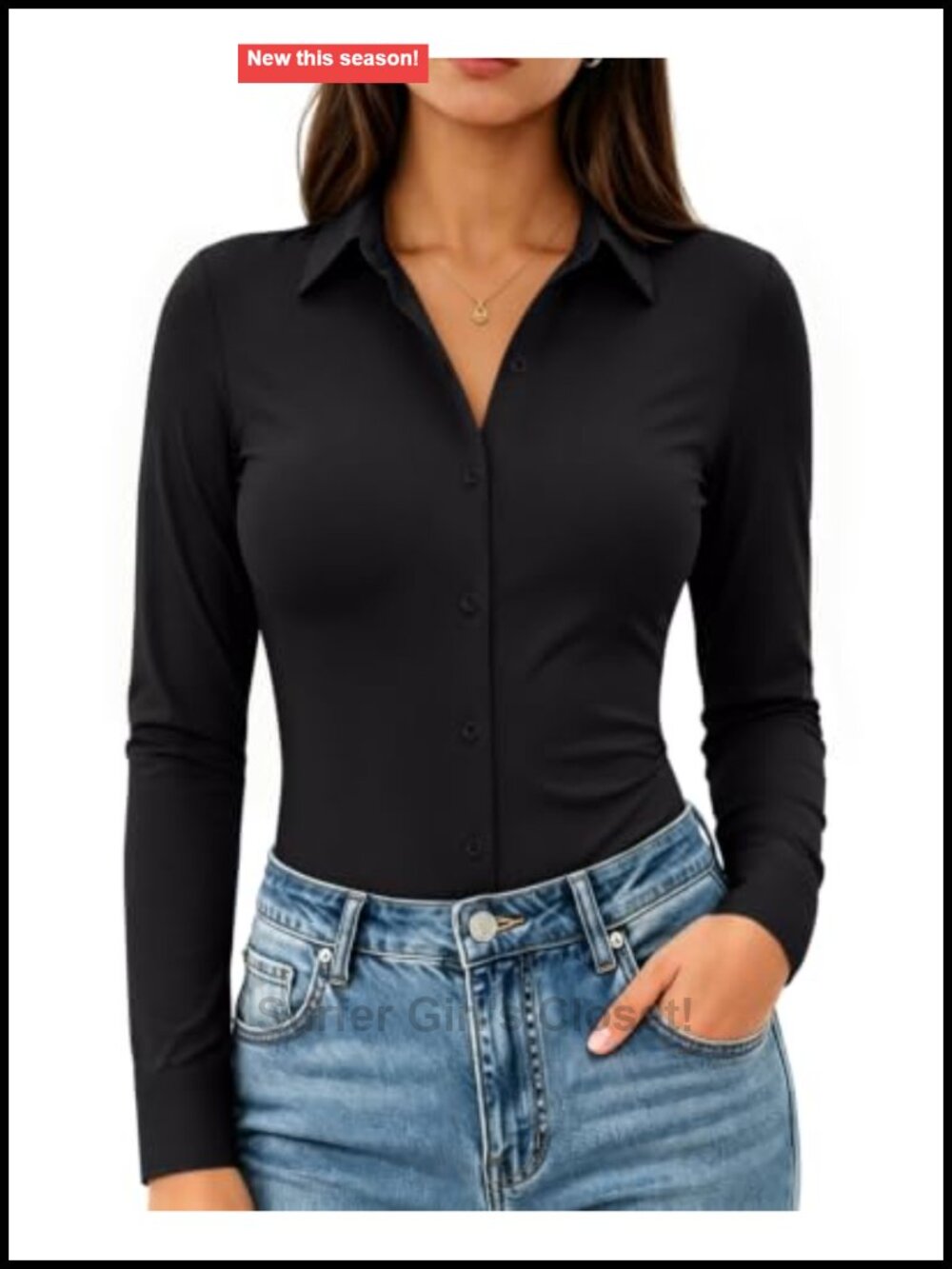 Women's Stretch Wrinkle-Free Long Sleeve Button Down Dress Shirt